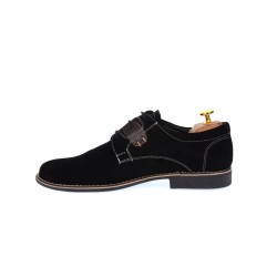 Oferta marimea 41 - Pantofi casual din piele naturala intoarsa de culoare neagra - LPANM