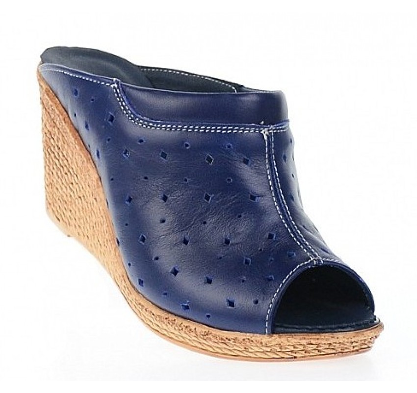 Oferta marimea  36, 37,  40-  Saboti dama de vara din piele naturala cu perforatii - LPAPUCTEABL