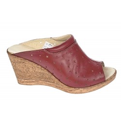 Oferta marimea 36, 38, 41 - Saboti dama de vara, din piele naturala cu perforatii, culoare visiniu - LPAPUCTEAVIS