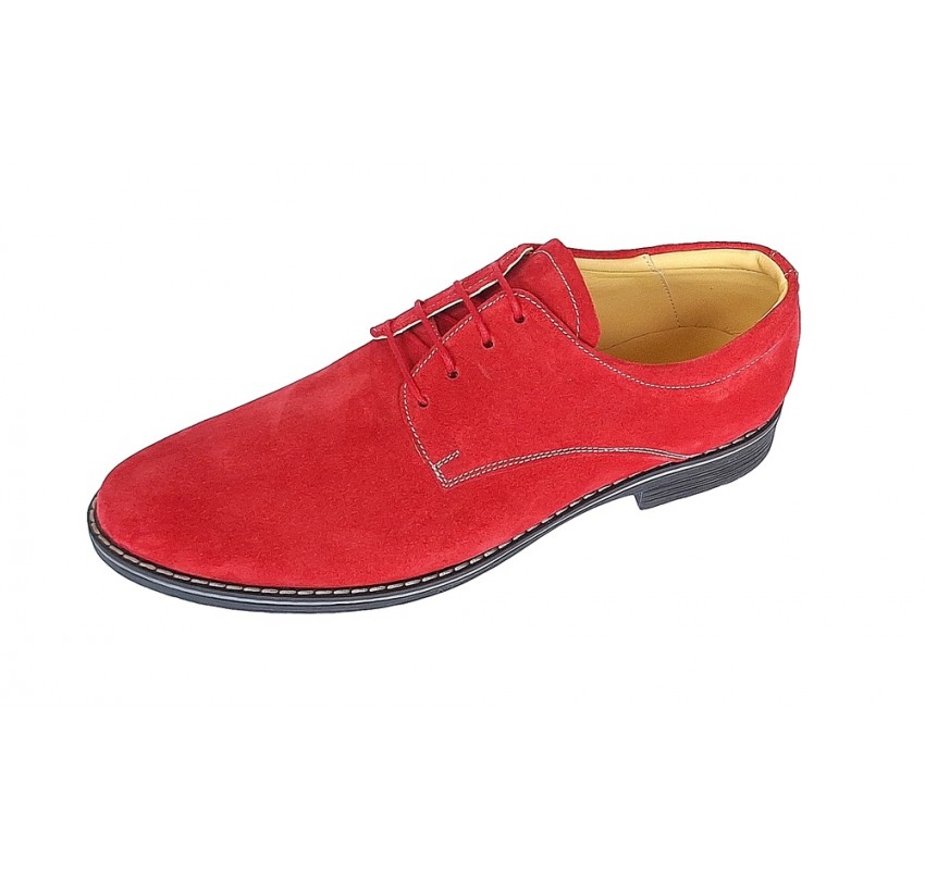 Oferta limitata pentru marimea 42, 43, Pantofi rosii barbati casual - eleganti din piele naturala intoarsa - CARLO LPARVELTG