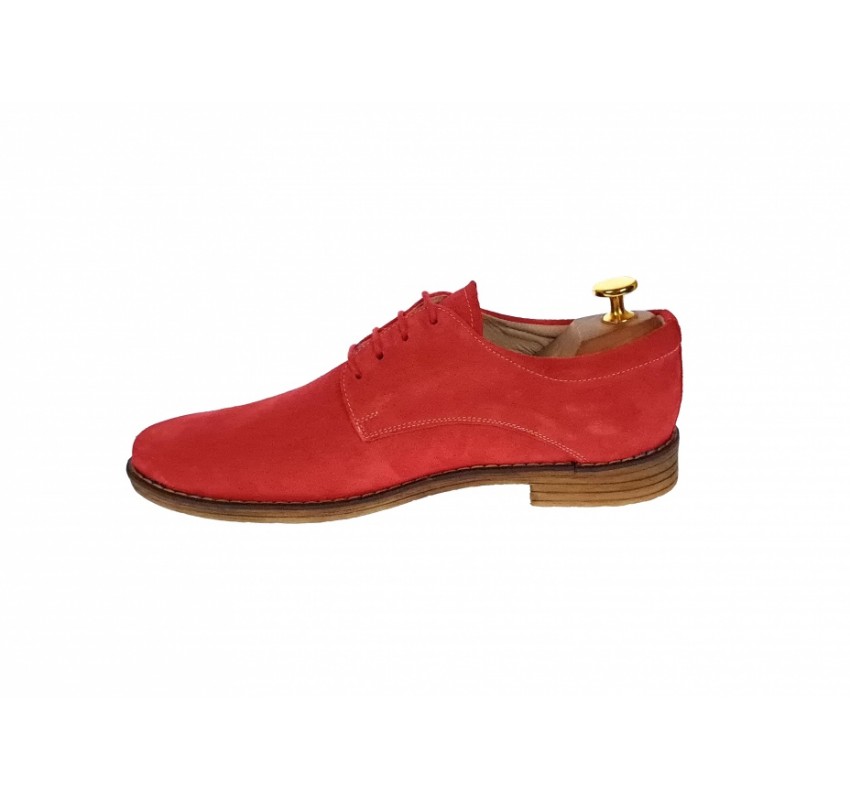 Oferta marimea 40 - Pantofi barbati rosii, casual - eleganti din piele naturala intoarsa - LPARVELTM