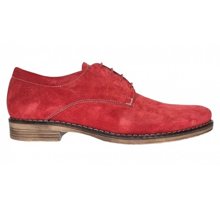 Oferta Marimea 39, 40, 42 Pantofi barbati casual din piele naturala intoarsa Rosu LPARVELTM