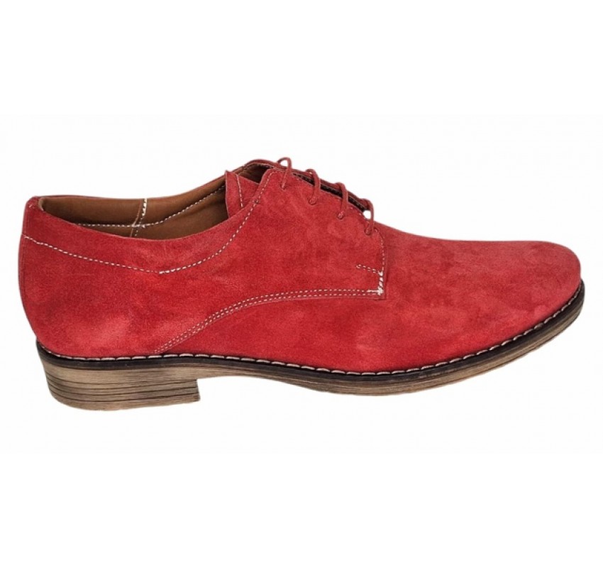 Oferta Marimea 39, 40, 42 Pantofi barbati casual din piele naturala intoarsa Rosu LPARVELTM