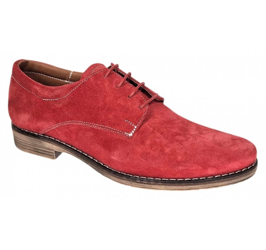 Oferta Marimea 39, 40, 42 Pantofi barbati casual din piele naturala intoarsa Rosu LPARVELTM