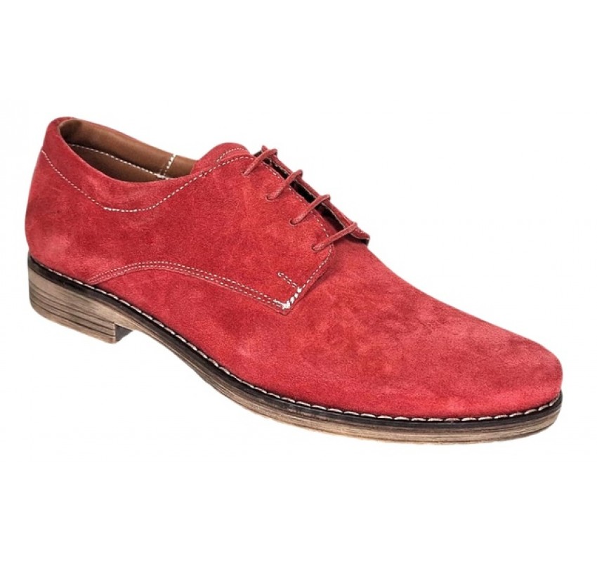 Oferta Marimea 39, 40, 42 Pantofi barbati casual din piele naturala intoarsa Rosu LPARVELTM
