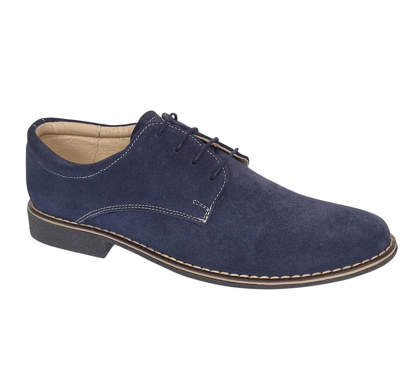 Pantofi barbati casual din piele naturala intoarsa bleumarin - Marimea 39, 41