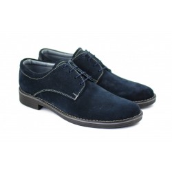 Pantofi barbati casual din piele naturala intoarsa bleumarin - Marimei 44