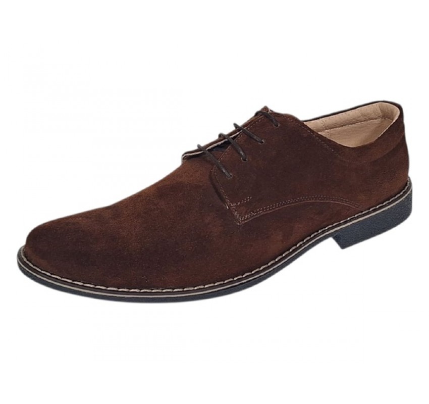 Oferta 42, 44 Pantofi barbati casual din piele naturala intoarsa maro brun LPAVELMARO