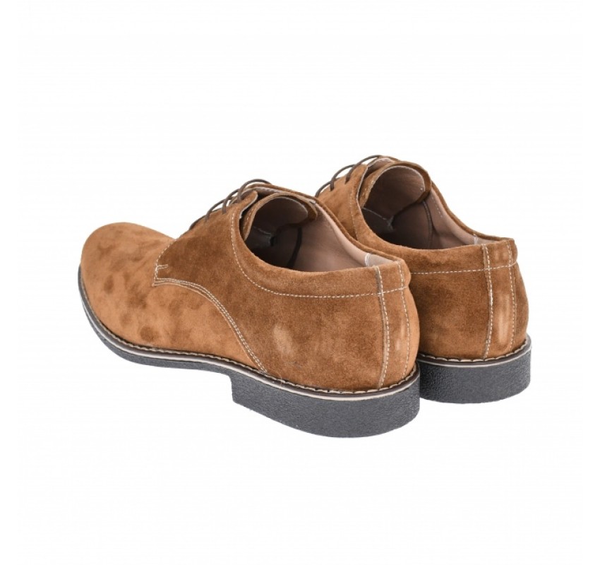 Oferta marimea 43 - Pantofi barbati, model casual - eleganti din piele naturala intoarsa, maro deschis - LPAVELMD