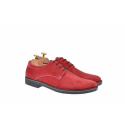 OFERTA  marimea 41-  Pantofi barbati casual din piele naturala intoarsa, culoare visiniu - LPAVELV