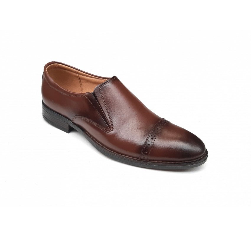 OFERTA MARIMEA  41,   42   -  Pantofi barbati eleganti, din piele naturala, Maro, cu elastic, CIUCALETI SHOES - LPB101TGEM