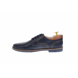 Oferta marimea 42pantofi barbati casual din piele naturala, culoare bleumarin cu maro - LPBDANYBLM