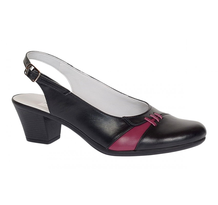 Pantofi dama eleganti din piele naturala marimea 40 - Model decupat Negru, Bordo PS35NB Pantofi dama eleganti din piele naturala marimea 40 - Model decupat Negru, Bordo PS35NB