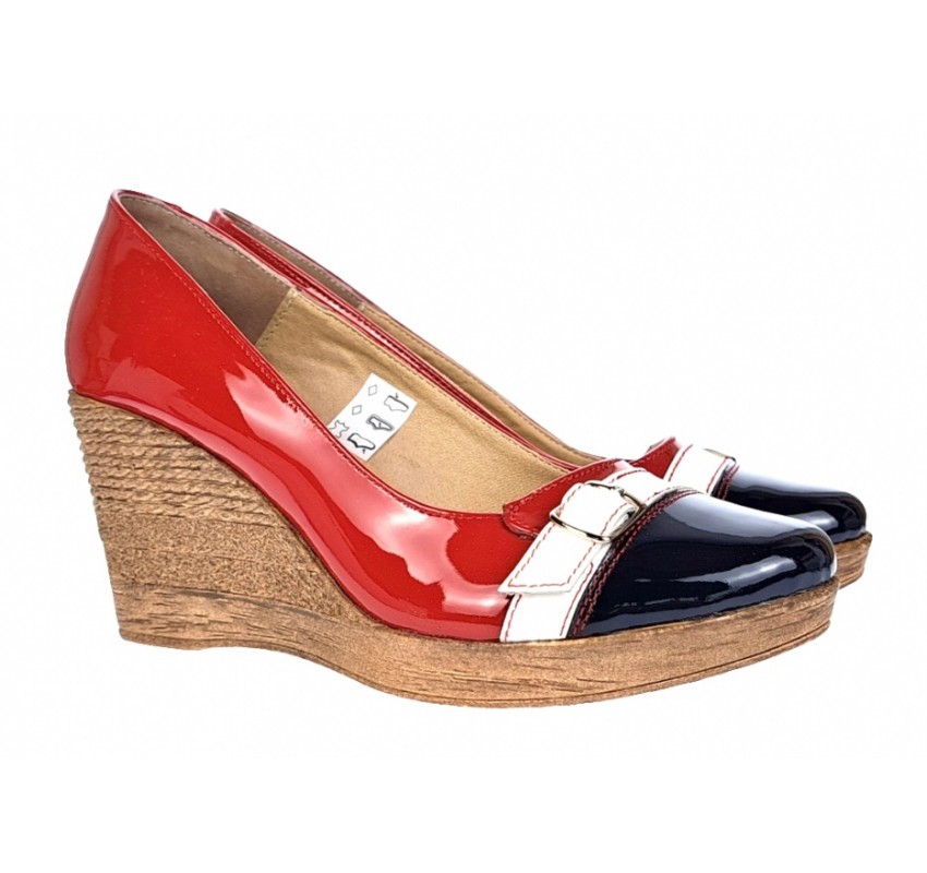 Oferta marimea 39 - Pantofi dama piele naturala  lacuita cu platforme de 7 cm - LPTEABLAR