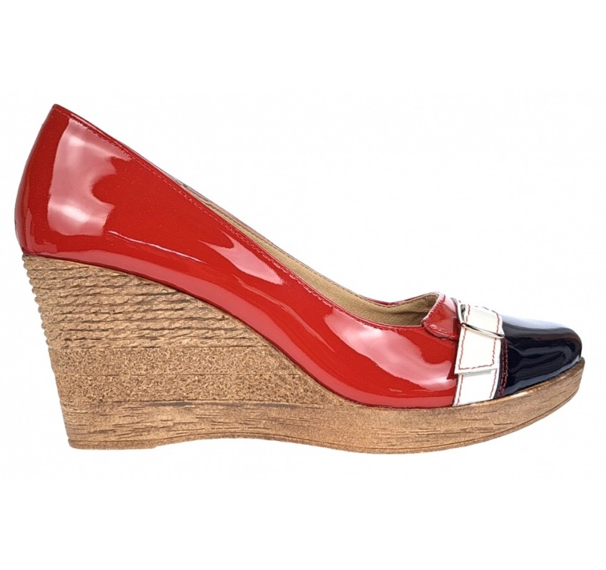 Oferta marimea 39 - Pantofi dama piele naturala  lacuita cu platforme de 7 cm - LPTEABLAR