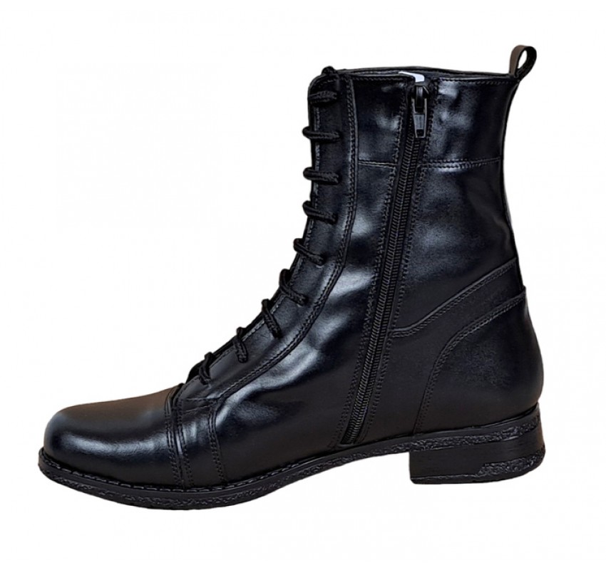 Reducere marimea 38 Ghete dama casual din piele naturala cu siret si fermoar Negru LROV217N