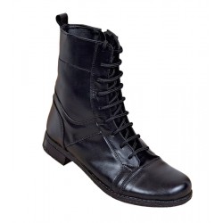 Reducere marimea 38 Ghete dama casual din piele naturala cu siret si fermoar Negru LROV217N