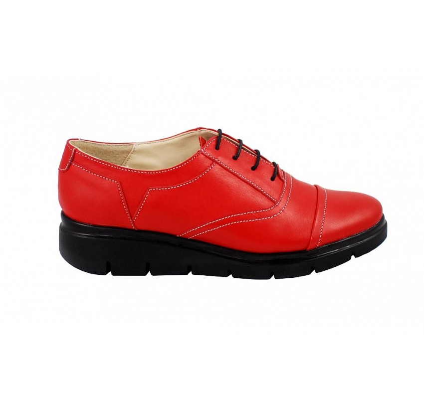 Oferta marimea 37, 40 - Pantofi dama rosii din piele naturala, cu platforme LRUT2R