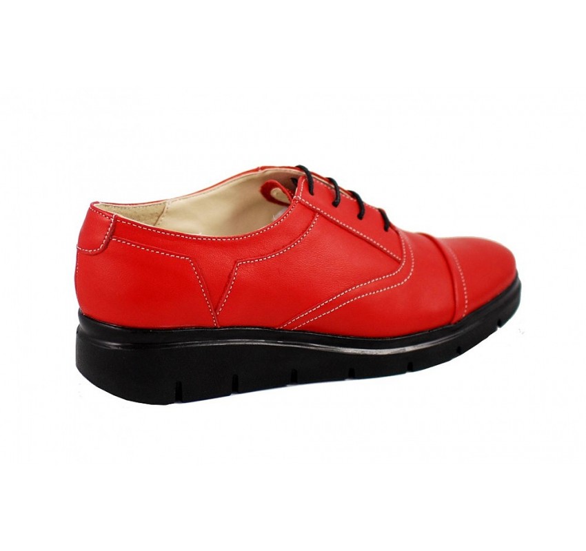 Oferta marimea 37, 40 - Pantofi dama rosii din piele naturala, cu platforme LRUT2R