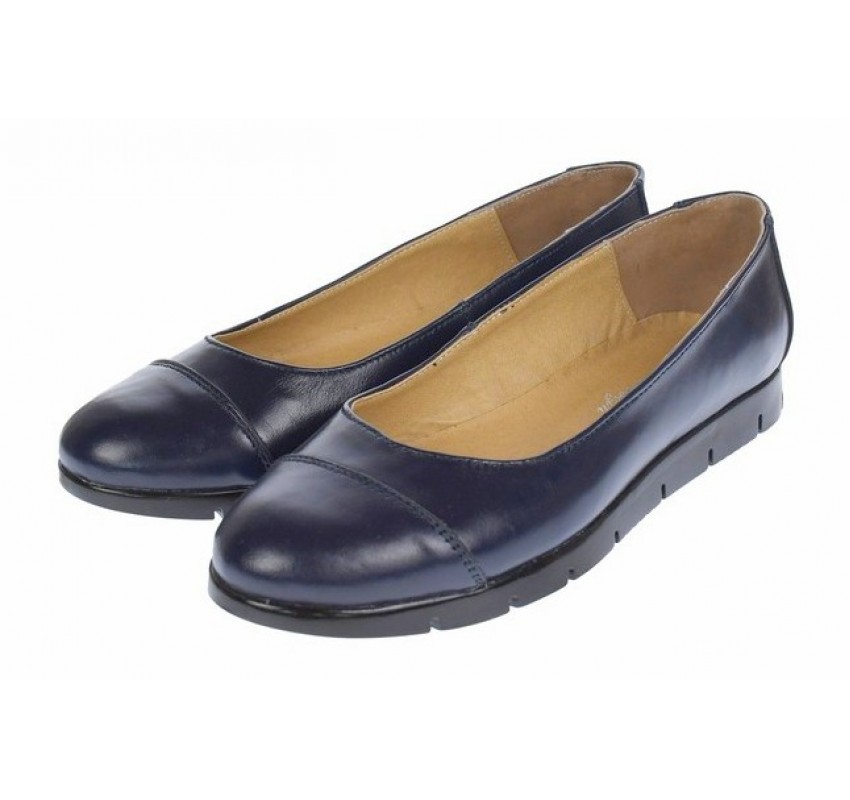 Oferta marimea 37 - Balerini dama bleumarin, casual din piele naturala box - Made in Romania LRUT3BLM