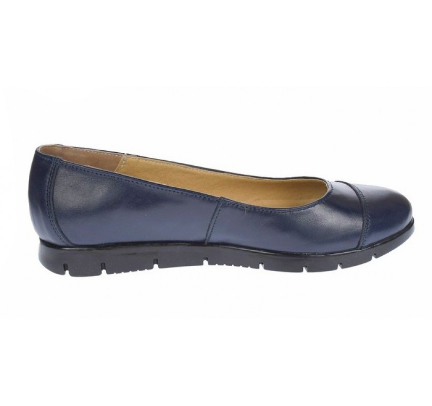 Oferta marimea 37 - Balerini dama bleumarin, casual din piele naturala box - Made in Romania LRUT3BLM