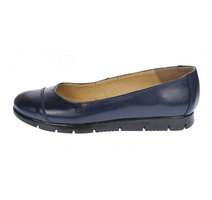 Oferta marimea 37 - Balerini dama bleumarin, casual din piele naturala box - Made in Romania LRUT3BLM