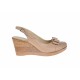 Oferta marimea 35, 36  -  Pantofi dama bej din piele naturala, cu platforme de 7cm LS100BEJ