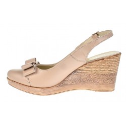 Oferta Pantofi dama bej din piele naturala, cu platforme de 7cm LS100BEJ