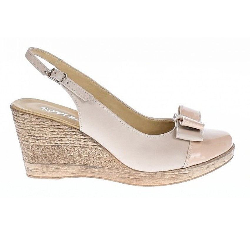 Oferta marimea 38 -Pantofi dama decupati din piele naturala bej cu platforma LS100BEJLACBOX