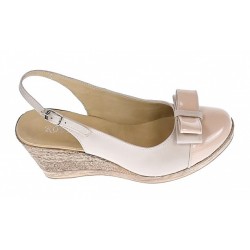 Oferta marimea 38 -Pantofi dama decupati din piele naturala bej cu platforma LS100BEJLACBOX