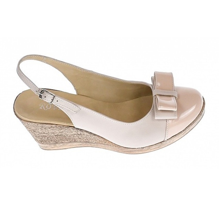 Oferta marimea 38 -Pantofi dama decupati din piele naturala bej cu platforma LS100BEJLACBOX