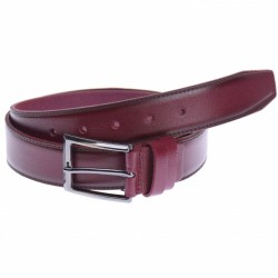 Curea barbati, casual-eleganta, din piele naturala, cusatura, visiniu, latime 3.4 cm - LS102V