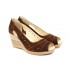 Pantofi dama decupati din piele naturala intoarsa - Model maro LS1047M
