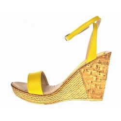 Sandale dama din piele naturala cu platforme de 10 cm - Model Galben L