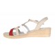 Oferta Sandale dama din piele naturala de 5 cm Bej Rosu Alb - LS12RBA