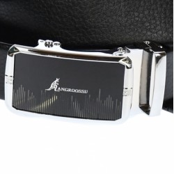 Curea din piele pentru barbati, catarama metalica fara ac, latime 3.5 cm, lungime reglabila, negru - LS200NSS