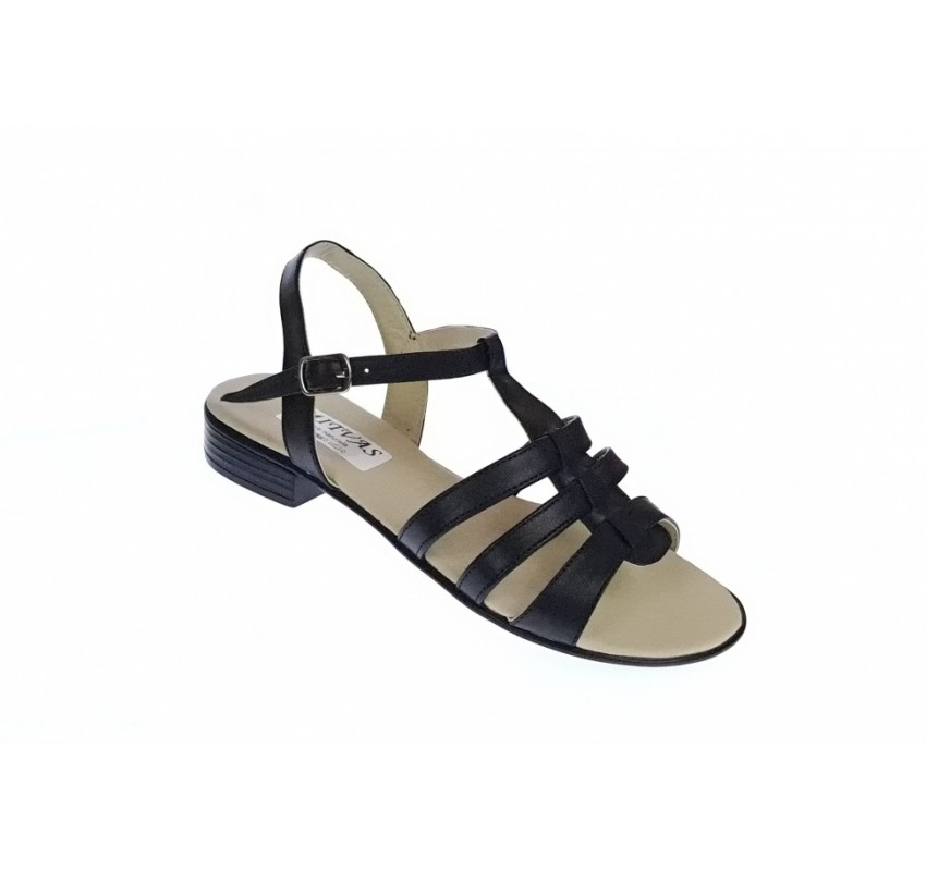 OFERTA MARIMEA  38,  40  - Sandale dama negre din piele naturala, CORA, LS2NBOX