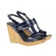 Marimea 36, 38 - Sandale dama din piele naturala platforme de 10 cm bleumarin Lac