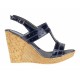 Marimea 36, 38 - Sandale dama din piele naturala platforme de 10 cm bleumarin Lac