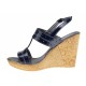 Marimea 36, 38 - Sandale dama din piele naturala platforme de 10 cm bleumarin Lac