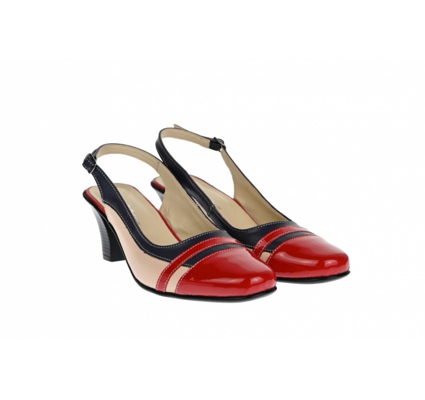 Oferta marimea 40 - Pantofi dama decupati, eleganti, din piele naturala, cu toc mic - LS301RBLBEJ