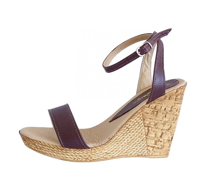 Oferta marimea 35 Sandale dama din piele naturala culoare maro toc 10cm LS415M