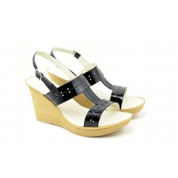 Oferta marimea 37 -  Sandale dama negre din piele naturala, cu platforme de 7 cm -  LS46N2LAC