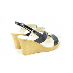 Oferta marimea 37 -  Sandale dama negre din piele naturala, cu platforme de 7 cm -  LS46N2LAC