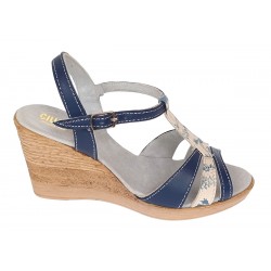 Oferta Sandale dama, din piele naturala, Toc 7 cm Albastru, Color LS47BL1