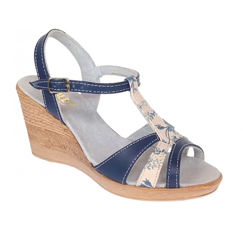 Oferta Sandale dama, din piele naturala, Toc 7 cm Albastru, Color LS47BL1