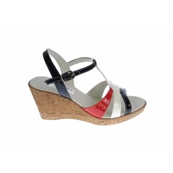 Marimea 35 Sandale dama din piele naturala talpa tip pana de 7cm Rosu, Alb, Negru LS47RAN2