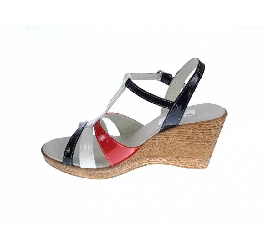 Marimea 35 Sandale dama din piele naturala talpa tip pana de 7cm Rosu, Alb, Negru LS47RAN2