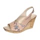 Marimea 38 Sandale dama din piele naturala 10cm Nude Floral LS47XNUD