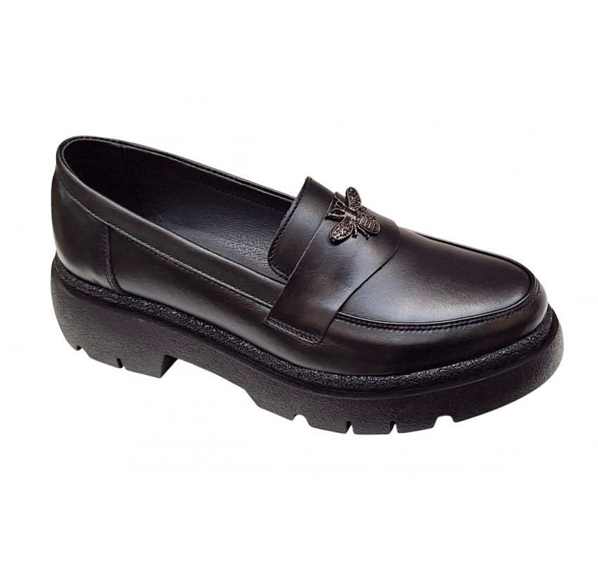 Pantofi dama casual din piele naturala - Model Sweet Black Bee